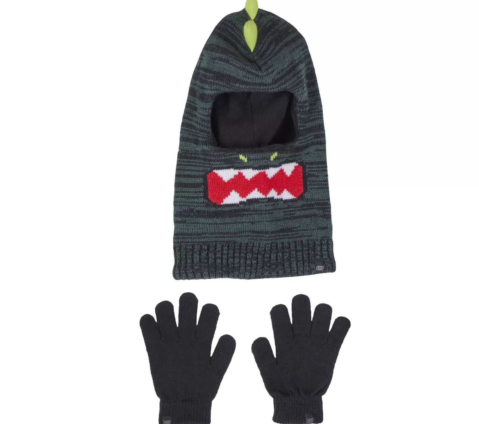 New 3D Knit Dino Ski Mask And Glove Set Mützen